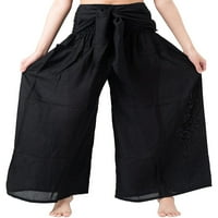 MULTITRUST casual labave pantalone za žene, čvrste boje tiskane uzorke visoke struke vele duge labave hlače za proljeće jesen