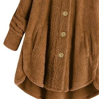 Ženska gumba od vune zimska plus kaput plišani vrhovi jaknu kapuljač s kapuljačom kaputima Kartiganski kaput praznični džemperi materinki džemperi i kardigani za žene