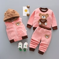 Godderr Toddler Kids Fleece Track odijela Duksevi Fleece Apparce Outfits za dječake Djevojke 1-5y beba