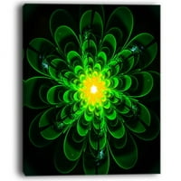 Dizajn Art užaren zeleni fraktalni cvijet na crnom grafičkoj umjetnosti na omotane platno