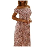 Žene van ramena Slatka haljina Print Mini haljina Ljetna haljina s kratkim rukavima Elegantna ljuljačka