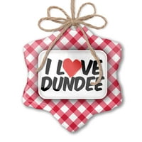 Božićni ukras I Love Dundee Red Plaid Neonblond