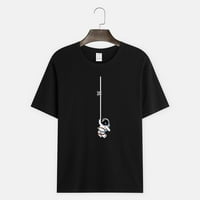Košulje za muškarce muški casual okrugla vrata 3D ispisana bluza s kratkim rukavima bluza majica crna