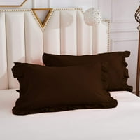 Poklopac za prevlake Polu-rufffle egipatski pamučni prekrivač sa patentnim zatvaračem, 400TC luksuznih poklopca za udobnost i pokrivač - čokoladna čvrstoća, standardne veličine