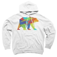 Fraktalni geometrijski medvjed crnog grafičkog pulover Hoodeie - Dizajn ljudi 2xl
