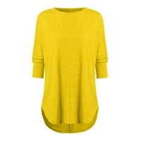 Bluze za slobodno vrijeme s slobodnim rukavima od punog vrhova čamca vrata moda za žene žuta 2xl