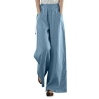 Široke pantalone za žene za žene Ženske hlače Žene Pamučne hlače sa širokim nogama visoke struk ravno