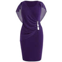Maxi haljina za žene, modne ženske casual šifon plus veličine Solid O-izrez bez rukava bez rukava, xxxxl,