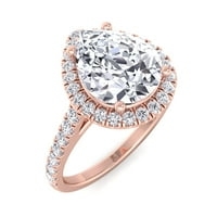 Ayanna - Moissite Pear Shape Halo Lab Diamond Angažman prsten sa bočnim spomenicima