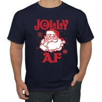 Santa Jolly AF Božićna grafička majica, mornarica, 3xl