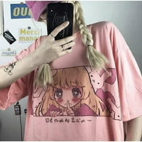 Plesleemangoo y2k anime kratki rukav vrhunske ženske labave ljetne majice Harajuku tiskane majice