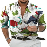 Glonme rever vrat Božićne majice za muškarce Slim Fit Holiday Tops Jednoj grudi Xmas Bluuse Style-H