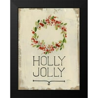 Tava Studios Crni moderni uokvireni muzej umjetnički print pod nazivom - Holly Jolly