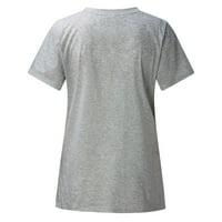 FVWitlyh T majice za majice T-majice O-izrez kratka bočna boja sa džepom Solid Boja Žene Podeljene vrhove