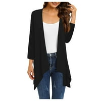 Cuoff Womens kaputi jakne za žene gradijentni ispis nepravilni kardigan s tri četvrtine sa džepnim ženskim vrhovima crne 1x
