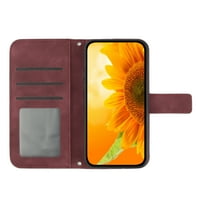 za Samsung Galaxy S ultra novčanik u traku za zglobove, stilski suncokret reljefni PU kožni udarni zaštitni