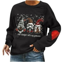 Jesenja i zimske žene Božićni tiskani pulover O-izrez dugih rukava od punog bluza vrhova dukserica Dressy Fall košulja Dukseri pulover