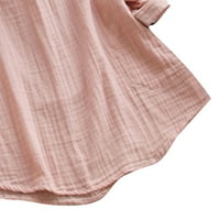 TOQOT majice s dugim rukavima za žene - V-izrez Casual pamučne platnene bluze tunike ženske padajuće