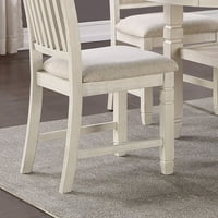 BornMio antikni bijeli i smeđi završni obrada blagovaonici set stola sa ugrađenim policama i tkaninom Tapacirane bočne stolice Drveni namještaj za trpezarije