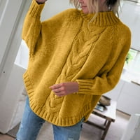 Dukseri Levmjia za žensko čišćenje Jesen i zima Novi labavi lutkački rukav džemper od pune boje džemper