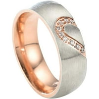Jikolililili Modna polovina breskve u obliku srčanog u obliku prstena moda Valentinovo poklon od nehrđajućeg