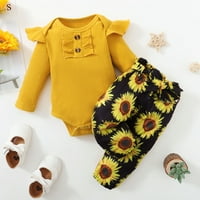 TODDLER Baby Girl Outfit Ruffles Long rukava Romadarstvo + cvjetne tiskane hlače Set odjeće