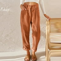 Corashan pantalone za žene, ženske casual hlače visoke struke Čvrsto boje u obliku labavih ravnih pantalona