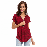 Ženska modna majica Šifon majica Zipper Dizajn V izrez Women Plus veličina bluza Majica Solid Zip Loose