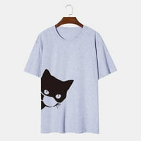 XYSAQA majice za žene za žene Ležerne prilike Elegantne ženske nove casual slatka mačka s kratkim rukavima