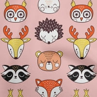 Onuone pamučni dres Srednje ružičaste tkanine Slatki životinjski lica uzorka za obrtni projekti Dekor