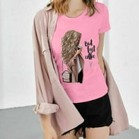 Ženske vrhove Nove ženske majice Modna tiskana majica Leisure Streetwear Pink L