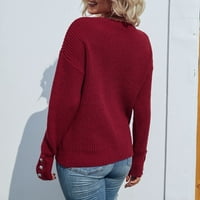 Ženske modne džempere za žene plus veličine jesen čvrsta boja dugih rukava pulover pletene dukseve za