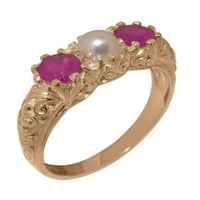 British napravio je 14K ružio zlatni kultiv i rubin ženski rubni prsten - veličine opcija - veličine