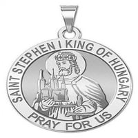 Saint Stephen i kralj Mađarske vjerske medalje veličine dime, čvrstog 14k bijelog zlata