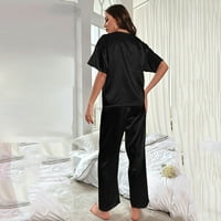 Simu svilene pidžame za žene Ženske satenske svilene pidžame Postavite majicu s kratkim rukavima s dugim pijaškim pantnim set mekom PJ Loungewear
