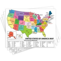Mapa Sjedinjenih Država - USA Poster, američka edukativna karta - sa državnim kapitalom - za djecu uz