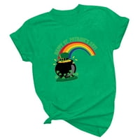 Košulje za žene čišćenje Žene Crewneck St. Patrick's Day Ispis majica Modne udobne ženske bluze vrhovi