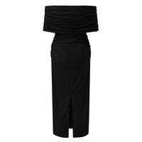 PXiakgy Girl Style Offshoulder niska podijeljena haljina duga suknja crna + 3xl