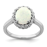 14k bijelo zlato stvorilo je opal i pravi dijamantski halo prsten