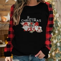 Viadha božićna majica za žene i zimske tiskane labave majice dugih rukava bluza okrugli vrat casual vrhovi
