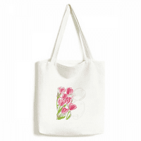 Ručno oslikana tulipana cvijeća ilustracija tote platnene torbe u kupovini Satchel casual torba