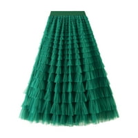 Booker Ženska linija nagnuta suknja duga suknja ruffle mrežica vintage teleća dužina šifona visoka struka