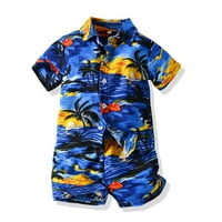 Efsteb Baby Boy Clearsance Summer Outfits za dječje dječje dječje dječje dječake odjeću odjeću plaža stil modne tinte krave majice kratkih rukava tamnoplava