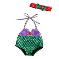 FullVigor Baby Girl bikini Jedan kupaći kostim Slatka sirena kupaći kostimi sa trakom za glavu