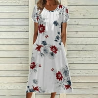 XYSAQA ženske haljine Boho cvjetne maxi, casual labave duge haljine za žene Crewneck kratka rukava plaža