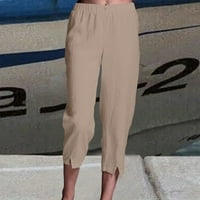 Amousa ženske modne čvrste boje casual pantalone pamučne konopke tanke prozračne pantne noge prorezne