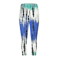 Ženska joga nogavice Capri hlače opušteno leopard listove Diedye pantalone za crtanje modni visoko elastični struk trčanje sportski potez plavi s