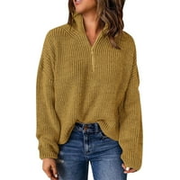 SHPWFBE džemper pad odijela džemperi za žene kint dugih rukava Zip pulover kornjače za žene žene ženske