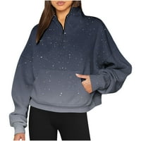 Yanhoo Ženske prevelike dukseve Gradijentna polovica Zip dukseri sa kapuljačom Comfy casual pulover