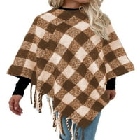 Glonme Women Buffalo Provjerite tunika bluza pletena radna ogrtačica dugi rukav pad pletena vrhova pulover
